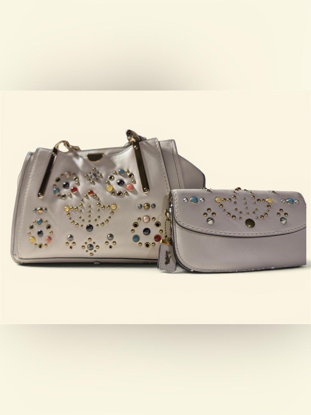 Coach Western Collection Dreamer & Matching Wallet RARE RIVETS & STUDDED!! LN - Picture 3 of 17